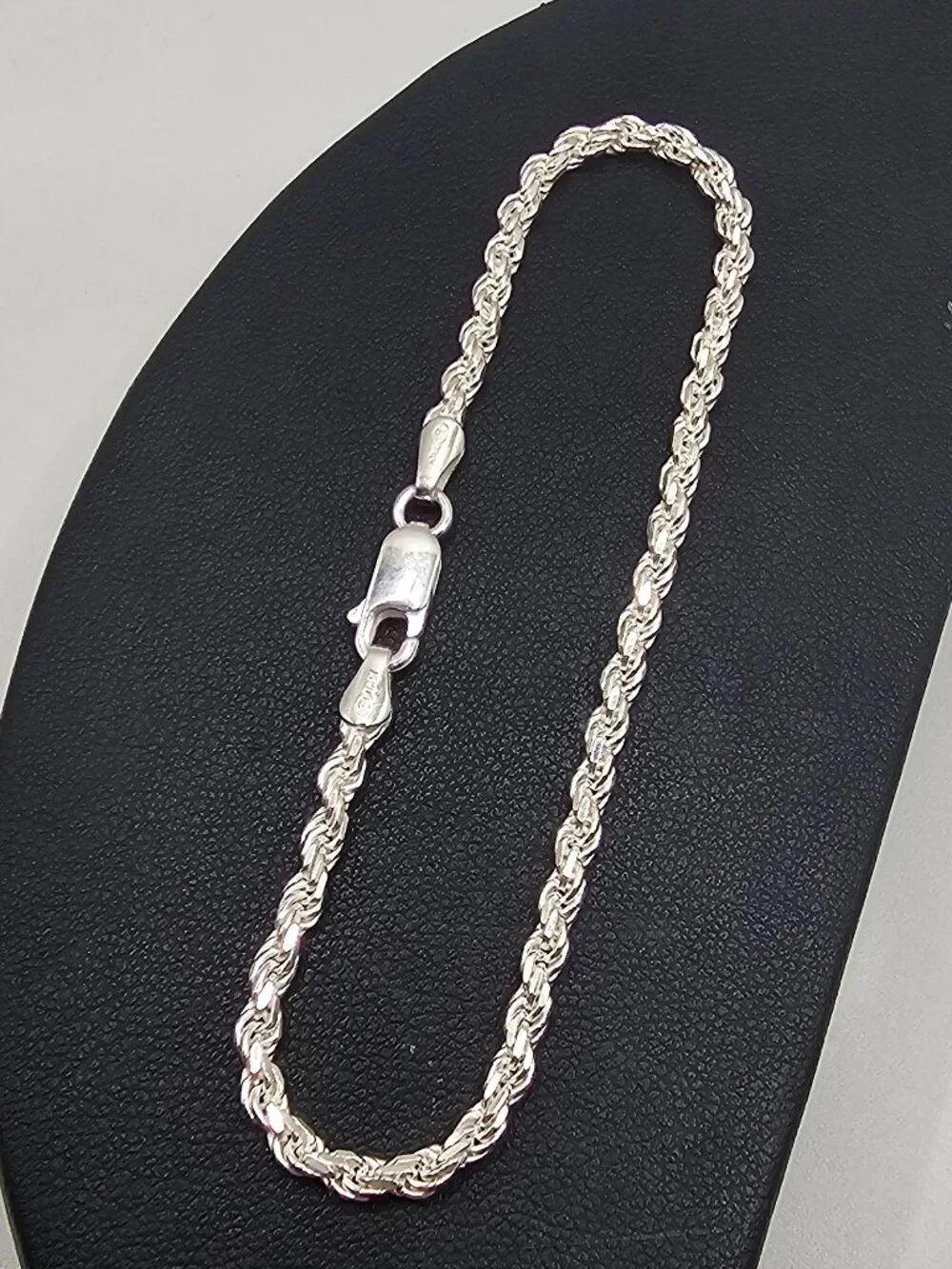 Sterling Silver 925 High Polished Diamond Cut Rope Bracelet 2.8mm 8 inches